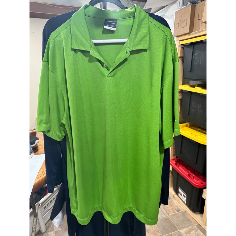 Nike Golf Men XL Dri-FIT Polo Shirt Short Sleeve Lime Green Performance Swoosh‎